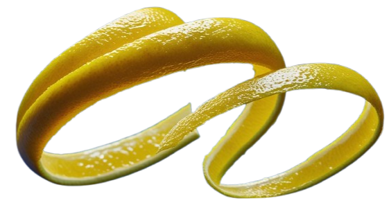 Decorative image of garnish, curl of lemon rind