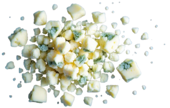 Decorative image of garnish, crumbled Roquefort